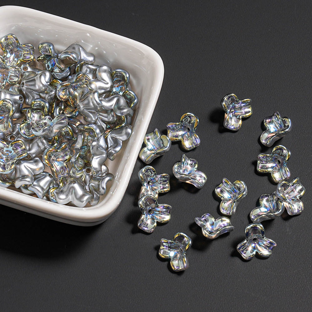 Cristal transparente con cuentas, flor de cuerno de lirio, colgante de teléfono móvil, llavero, colgante de cadena trasera, decoración pequeña