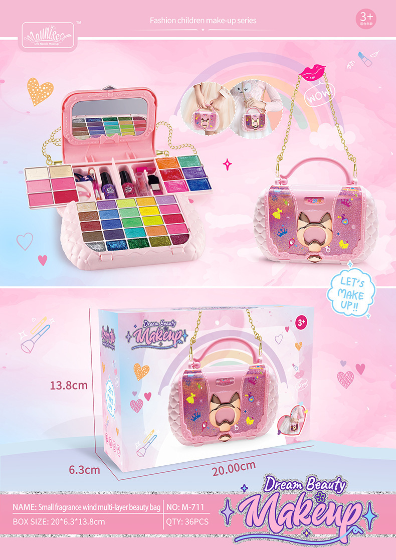 Niños y niñas transfronterizos maquillaje caja de maquillaje juegos de joyería lavable esmalte de uñas lápiz labial sombra de ojos mesa de maquillaje