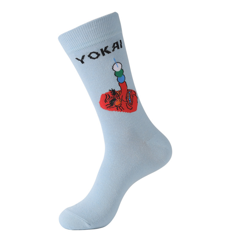 Male Japanese Monster Animation Socks Female Cotton Monster Story Sock Cartoon Personality Trend Boat Socks-5Prs 65 Undefined