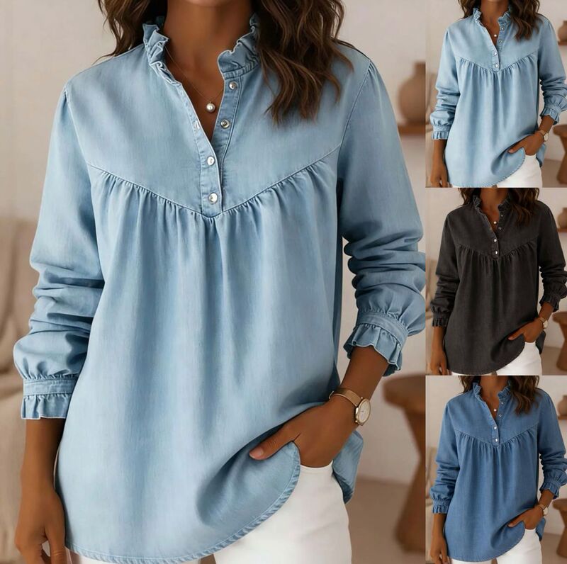 Amazon, Temu, AliExpress, European and American cross-border new denim shirts