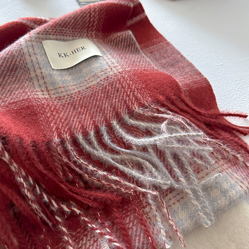 Bufanda de Cuello a Cuadros Retro de Poliéster Térmico para Invierno