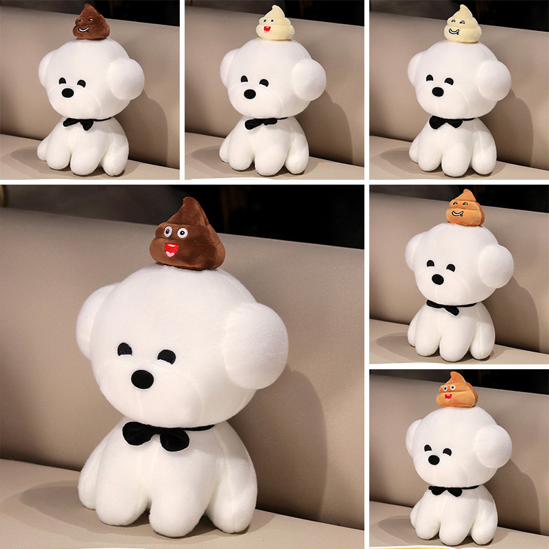 Pequeño oso, perro blanco, muñeca, juguete de peluche blanco, pequeño perro, perro extraño, muñeca, almohada, parodia.