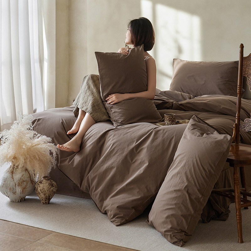 Sábana bajera de algodón, juego de cama liso y transpirable_voghion.com