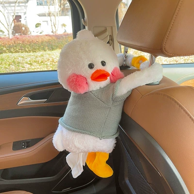 Car tissue box/set Car Tissue Box Hanging - gray-sweater-duck-tissue-box