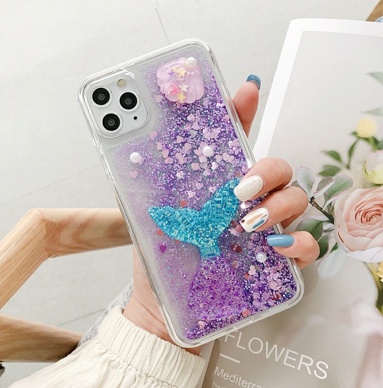 70g Weight iPhone Applicable Brands Phone Cases Classification Silica Gel Material Mermaid Pattern Cartoon Style Style Pink, Purple, Blue Color Cartoon Style Mermaid Silica Gel   Phone Cases 3