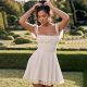 European and American Fashion Women's New Lace Lace Square Collar Slip Skirt Slim-fit Backless White French dress Women