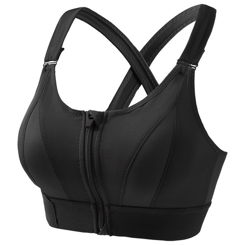 Shockproof Running Crossback Vest with Push-Up and Anti-Sag Features | Women's Sports Bra with Magic Tape & Front Zipper | Yoga Underwear