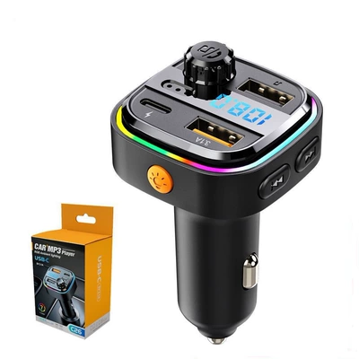 New C26 Cross-Border Car Bluetooth Mp3 Player Fm Transmitter Dual USB Car Charger Type-C Plug U Disk
