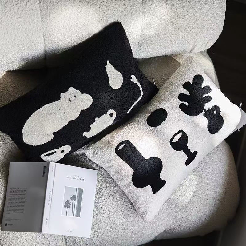 新型小美満夜間動物園猫重工タオル刺繍腰枕方枕抱き枕クッションソファー中古