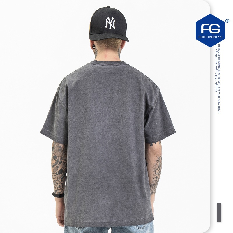 FG ropa de Hombre | Primavera y verano de gran tamaño de Europa y América marca de moda suelta personalidad Inglés Rock impresión manga corta Camiseta de los hombres