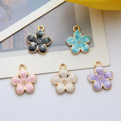 DIY Korean-style accessory components Gold-plated alloy small pendant earrings and necklace dangles with iridescent small flowers