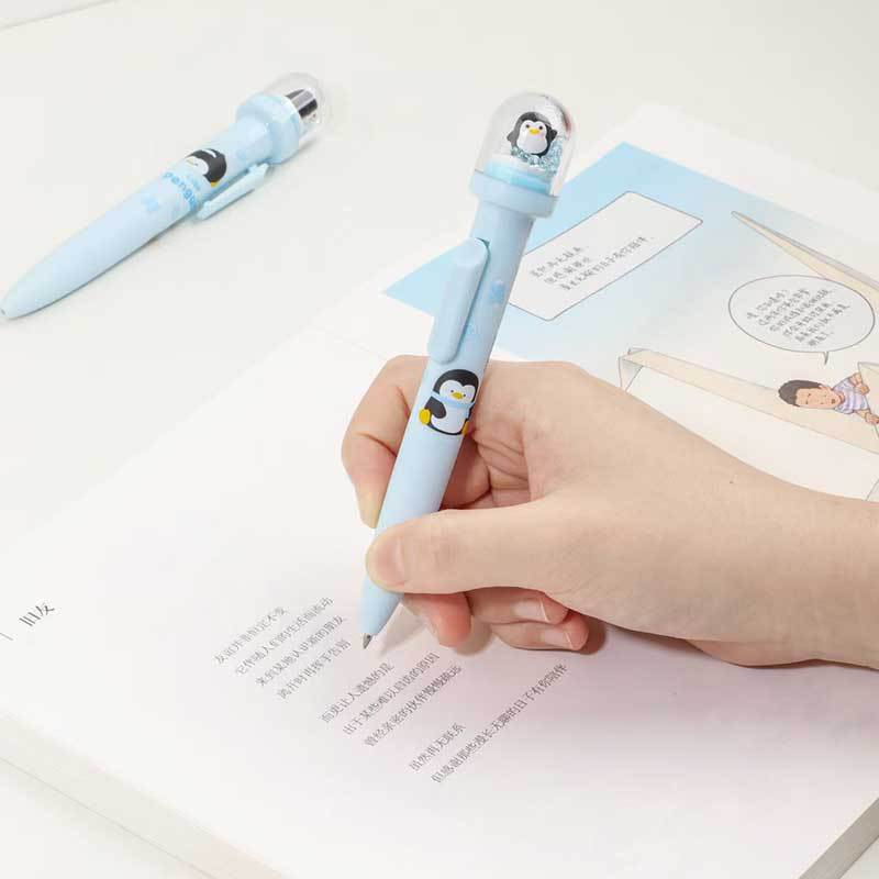 Keqi KK-8205 Ice and Snow Penguin Landscape Pen Presione el bolígrafo de geles ins Bolígrafo de descompresión creativo de alto valor Bolígrafo de agua negra