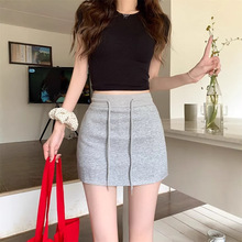 辣妹黑色抽绳半身裙女夏季新款高腰短裙直筒休闲美式运动卫裙裤裙