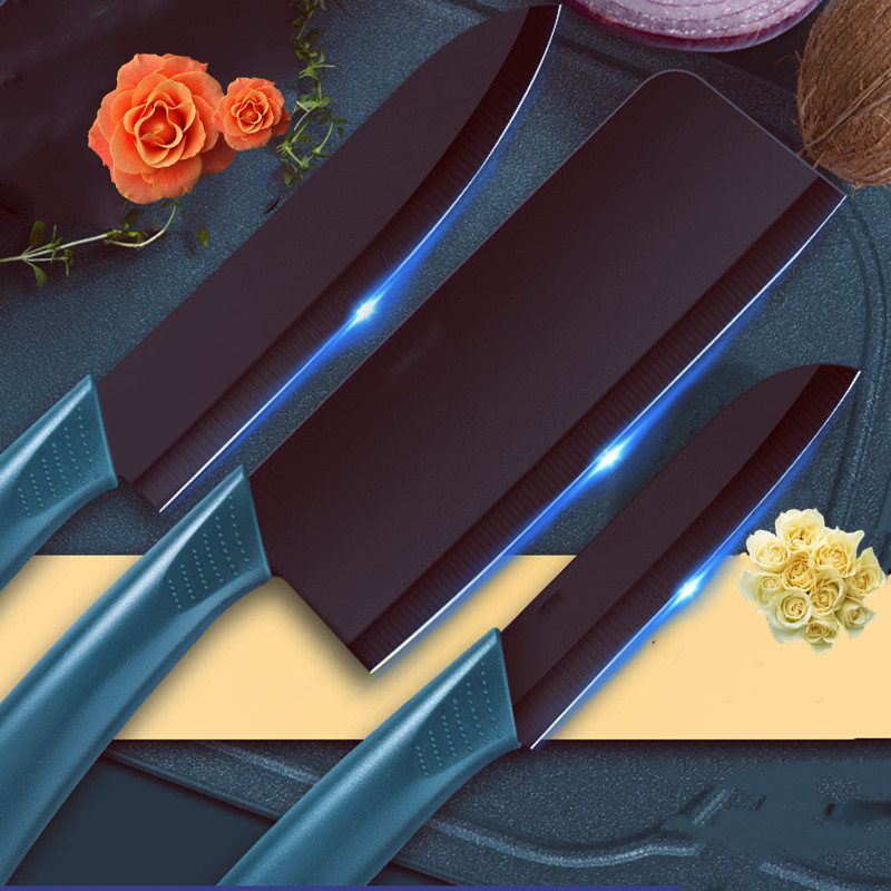 菜刀女士專用黑刃刀具套裝廚房鋒利不鏽廚師刀水果家用切肉片切刀