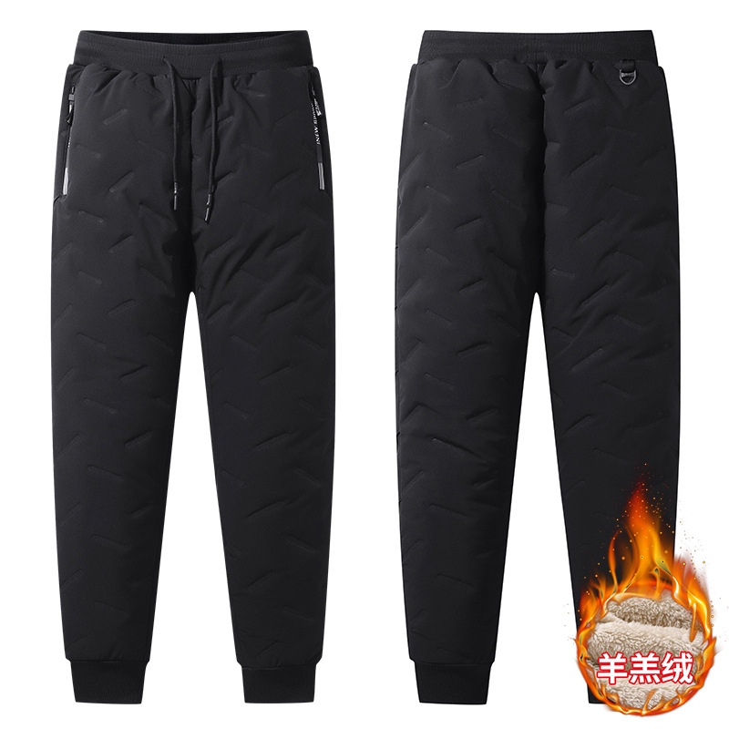 Pantalones de algodón de invierno para hombre, pantalones largos deportivos para exteriores a prueba de viento, ropa de invierno, pantalones de algodón gruesos, pantalones cálidos de lana de cordero
