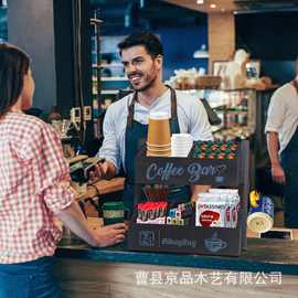 跨境木制咖啡胶囊收纳架多格纸杯奶昔置物架双层桌面茶包整理架