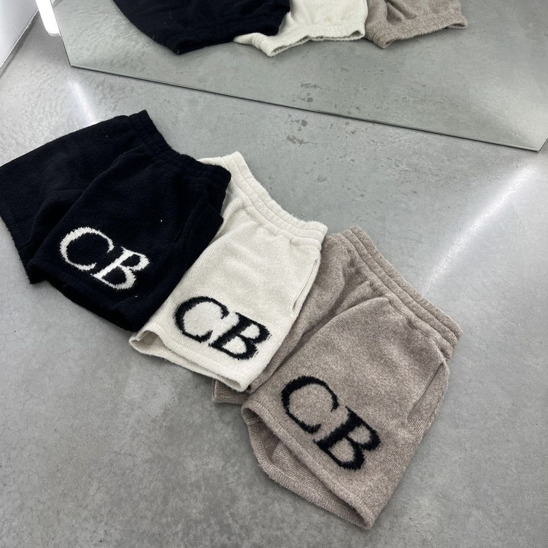 Cole Buxton Jacquard Letter Logo Wool Drawstring CB Shorts High Street Simple Basic Straight Casual Pants