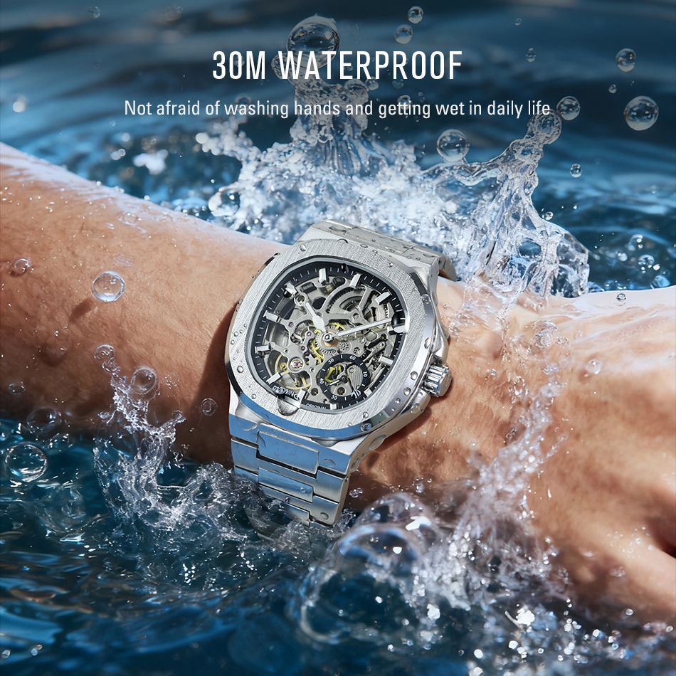 Men's Automatic Mechanical Watch European Style Hollow Design_voghion.com