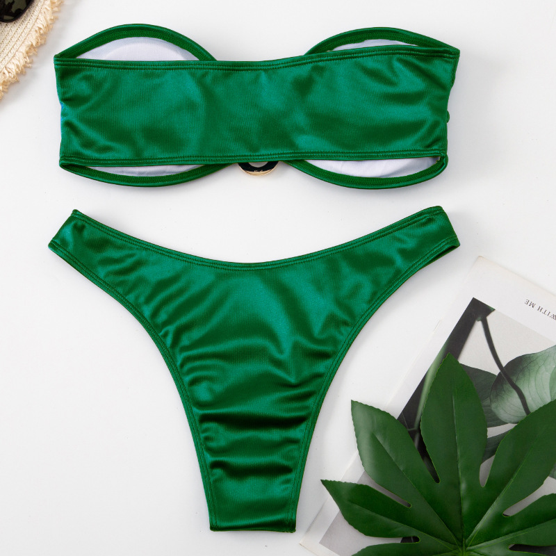 108g Weight Sexy Feel Of Sensation Mid Waist Panties Waist Bikini Panties Style Nylon Fabric Type 2 Pieces Set Quantity Swimming Pool Occasion Solid Color Pattern Women's Gender Women's Solid Color 2 Pieces Set Bikinis Swimwear 15