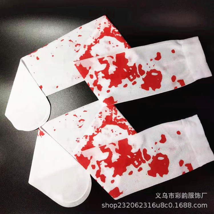 Fabricantes Calcetines de sangre de Halloween Festival de fantasmas de Pascua Enfermera sangrienta Medias de sangre Tema de terror Medias de sangre al por mayor