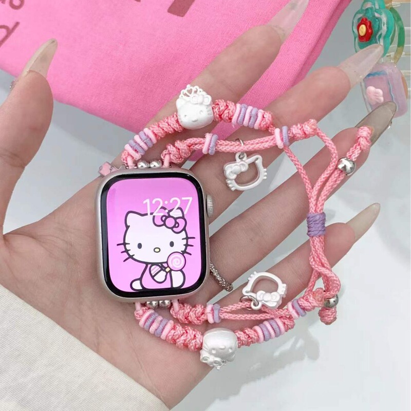 Suitable for apple watch apple watch strap iwatchS9876 generation se strap double braid cute women's style Suitable for apple watch apple watch strap iwatchS9876 generation se strap double braid cute women's style