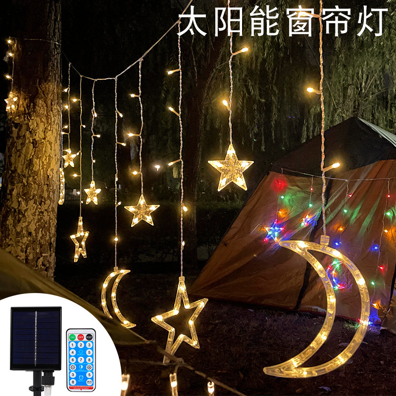 Bulk LED Solar Star Lights Outdoor Waterproof Star Curtain Lights Camping Tent Decorative Atmosphere Lighting