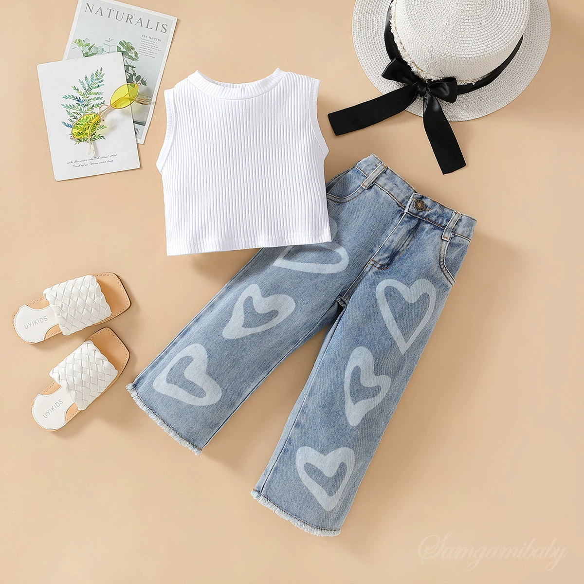 Children's Summer Vest & Denim Set (Samgami baby), Cotton, Sizes 90–130 cm