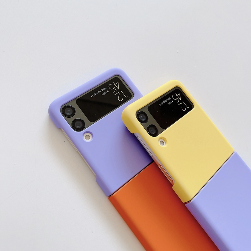 Adatto per Samsung ZFlip 3 custodia a contrasto pieghevole schermo flip stile tinta unita pacchetto completo copertura protettiva per PC,_voghion.com