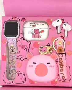TWS06 クリエイティブでかわいい子供と学生の漫画 Capibala ワイヤレス インイヤー Bluetooth ヘッドセット ウォッチ セット付き|undefined
