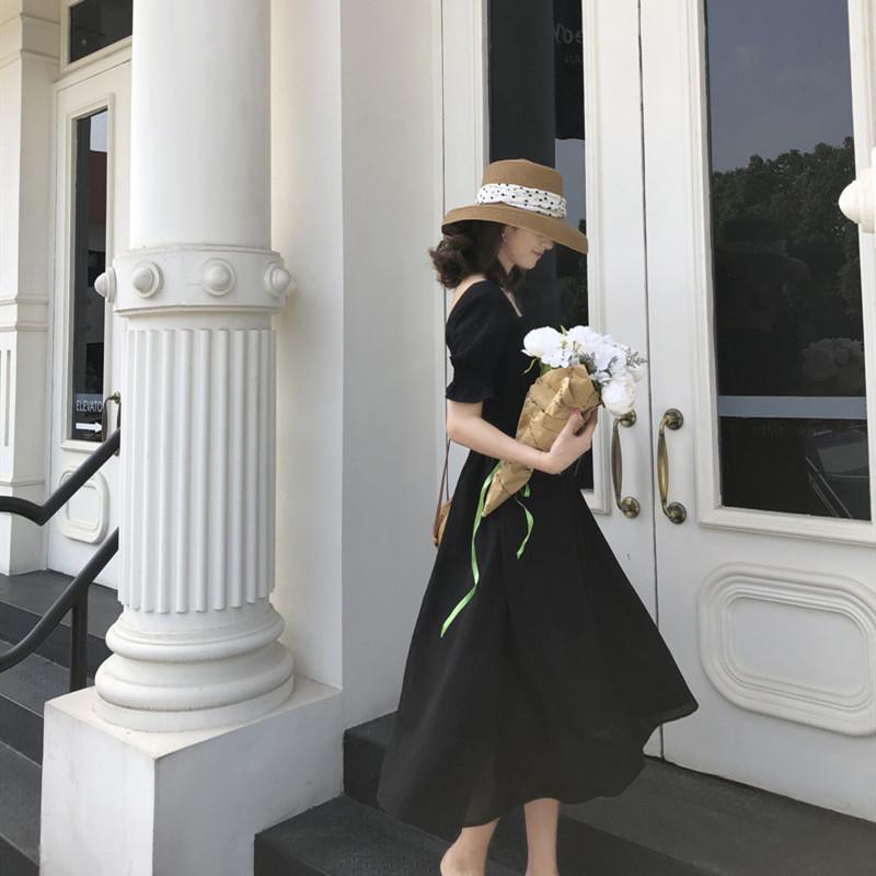跨境亚马逊复古很仙小众桔梗长裙超仙女森系甜美收腰显瘦气质连衣|undefined