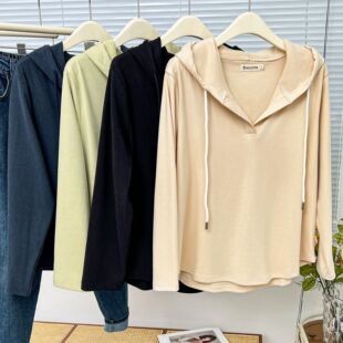 Autumn and Winter New K-Style 100kg Fat mm Casual Double-Sided German Velvet Hooded Bottoming Shirt Plus Size Women's Trbottomy 7305