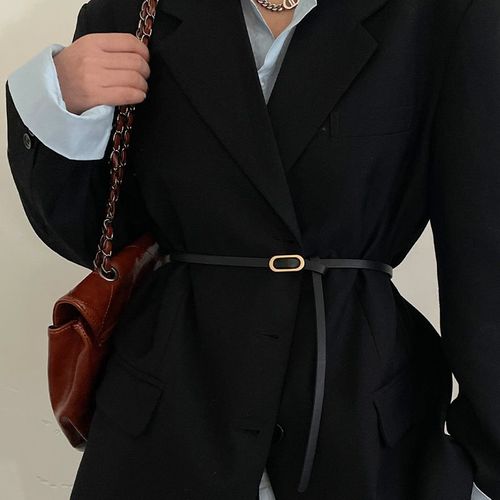 Korean style thin belt for women ins style fashion versatile decorative suit belt black versatile dress belt