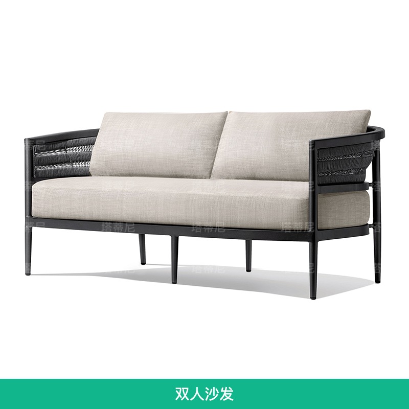 Sofá de teca al aire libre Jardín al aire libre Mesa de mesas moderna minimalista combinación de patio villa sofá de madera maciza impermeable solar image 10