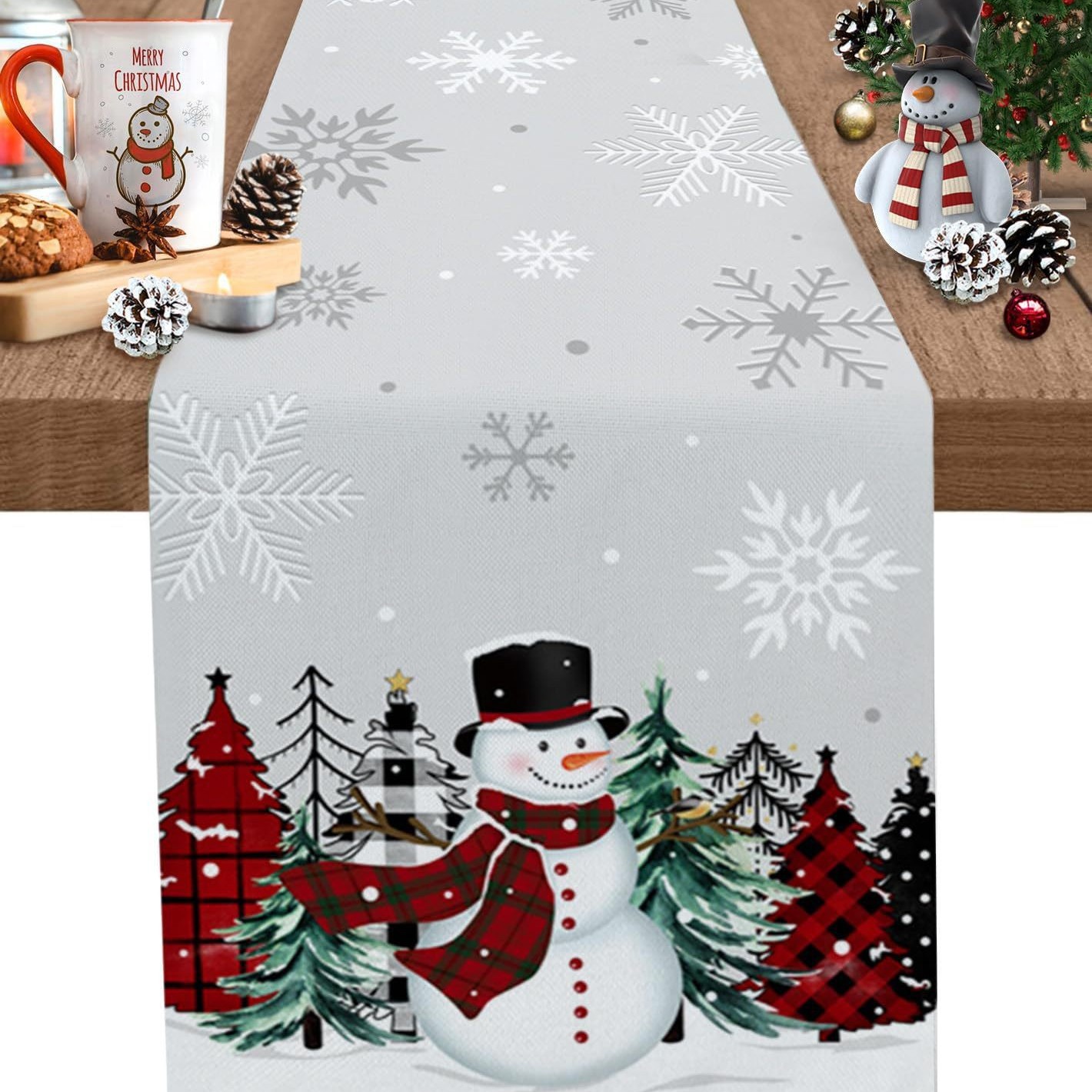 Amazon nueva bandera de mesa de Santa Claus blanca mesa de té de Navidad sala de estar dormitorio mesa de decoración de fondo