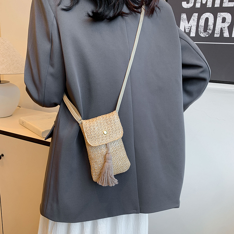 2024 verano nuevo Japón y Corea del Sur ins comercio exterior amazon borda mochila tejido de paja bolsa de mujer transfronteriza bolsa móvil