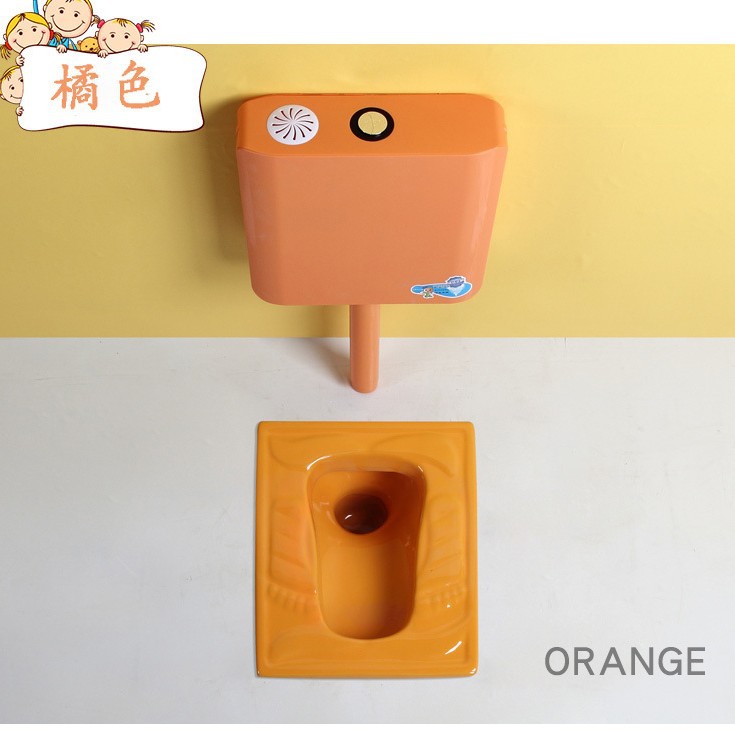 Suministro directo de fábrica kindergarten niños dibujos animados color cuclillas pan cerámica urinario en cuclillas pozo cuclillas inodoro en stock image 3