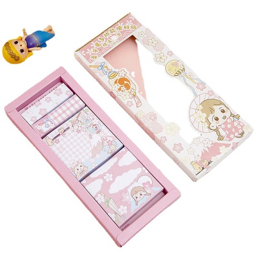 Han Cai Stationery Wholesale – Lizi Jun Sakura Sticky Notes, Multifunctional Cartoon Reusable Post-its, 400 Sheets, GL21-308