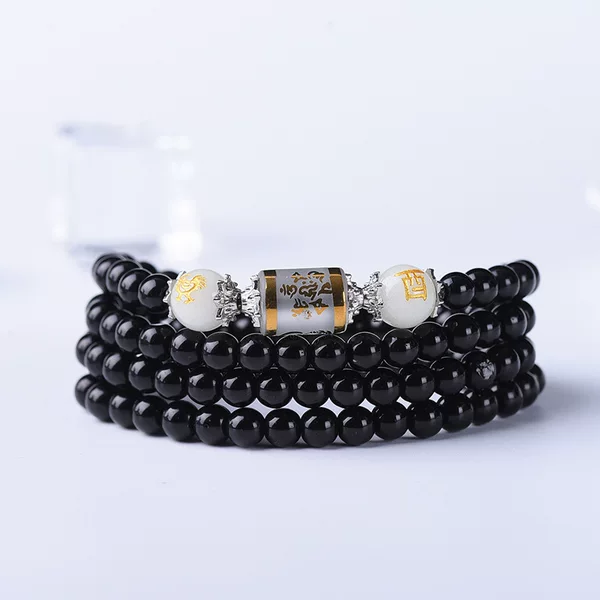 Obsidian Zodiac Luminous Men's and Women's Buddha Beads Bracelet Multi-Circle Couple Bracelet Student Jewelry Wholesale
