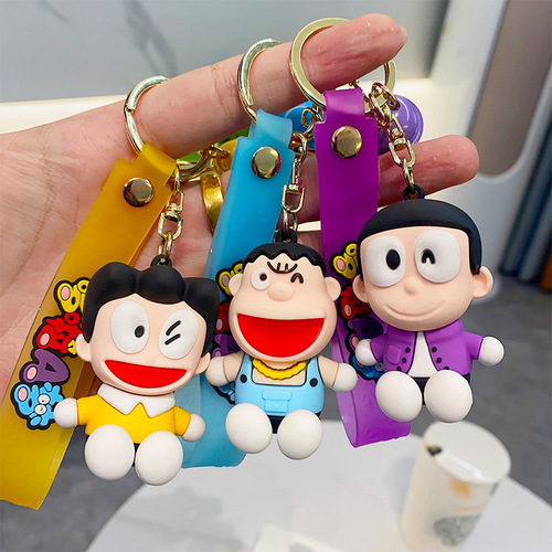 Cartoon Animation Doraemon Doraemon Doll Keychain Soft Plastic Accessories Blind Box Backpack Pendant Circle Chain Gift Small Wholesale