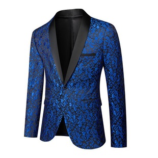 Foreign trade popular men's spring and autumn solid color large jacquard fashion design formal wear men's lapel suit jacket
