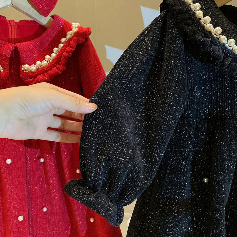 Christmas Girls' Clothing Winter Women's Treasure Gift Bowknot Chenille Princ Sparkling Temperament Dr New Year_voghion.com