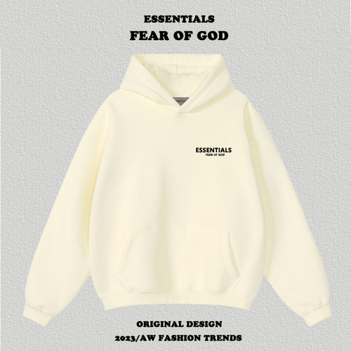 Essentials Double-Threaded Hooded Sweatshirt with Embroidered Letters on Both Sides for Men and Women, Loose Fit FOG Hoodie Outerwear
