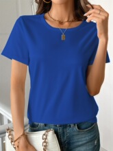 12731 Plain Color Round Neck T-shirt ��ɫԲ��T�� �羳