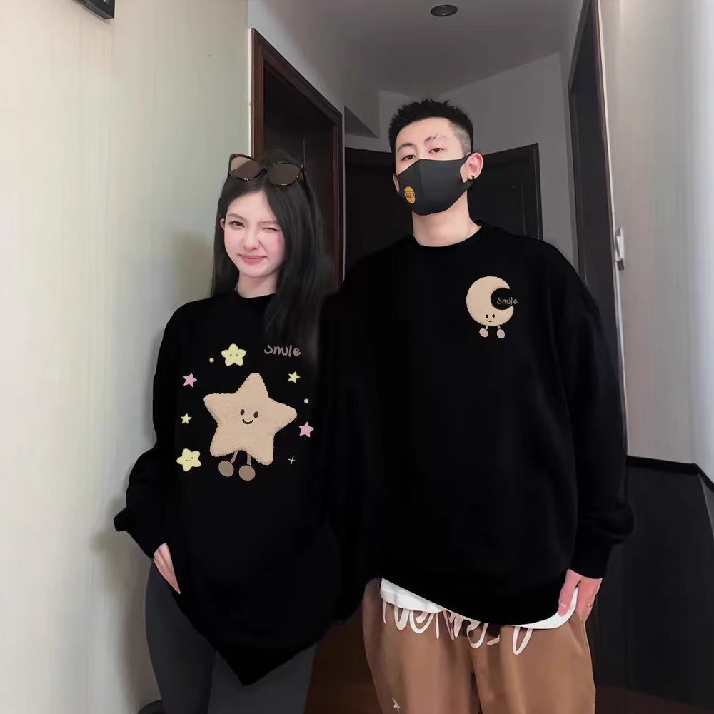 틈새 커플 땀 가을 겨울 2025 새로운 특별 새해 디자인 센스 슈퍼 파이어 기모 두꺼운 외부 세트