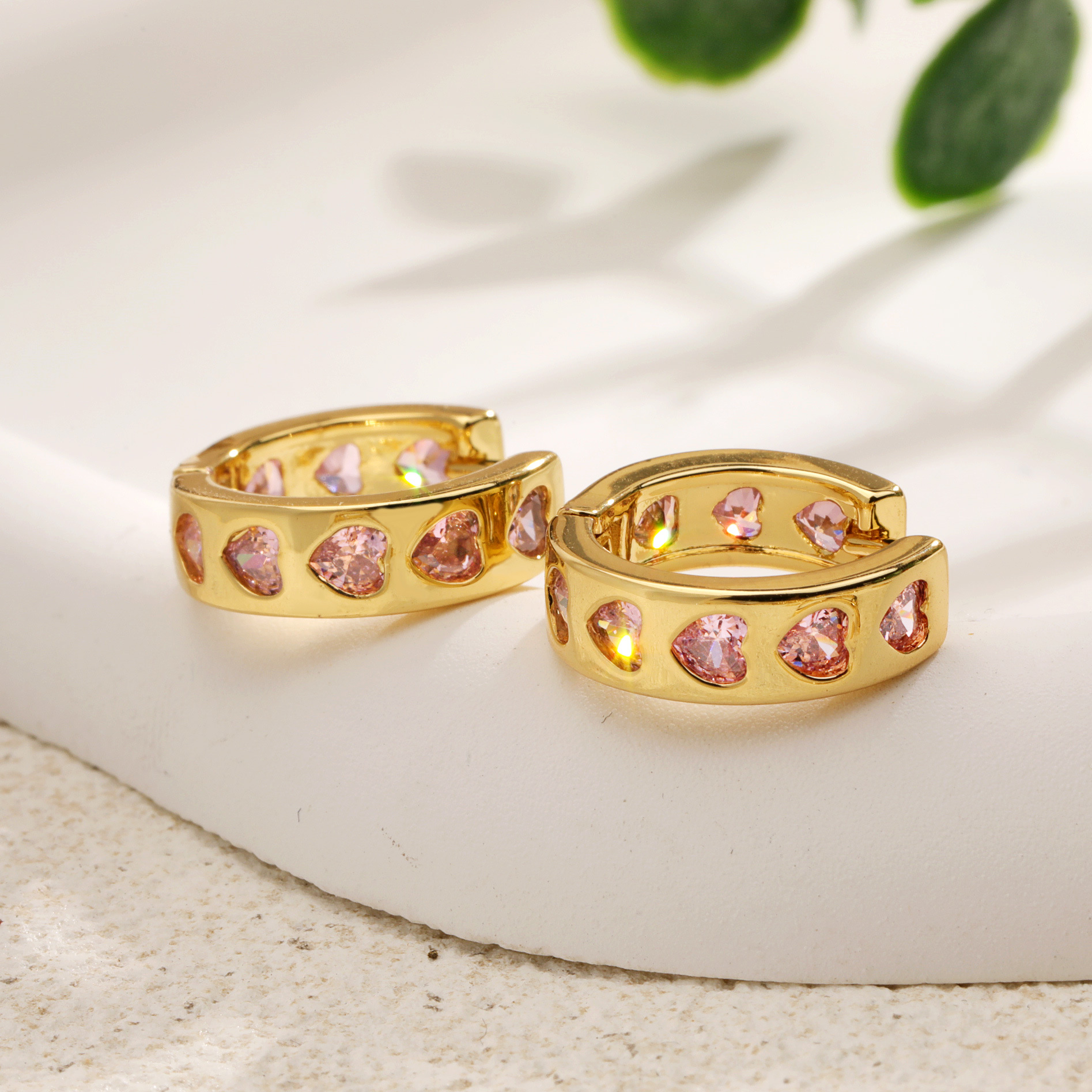 Women's Gender 1 Pair Sweet Heart Shape Inlay Copper Zircon Earrings