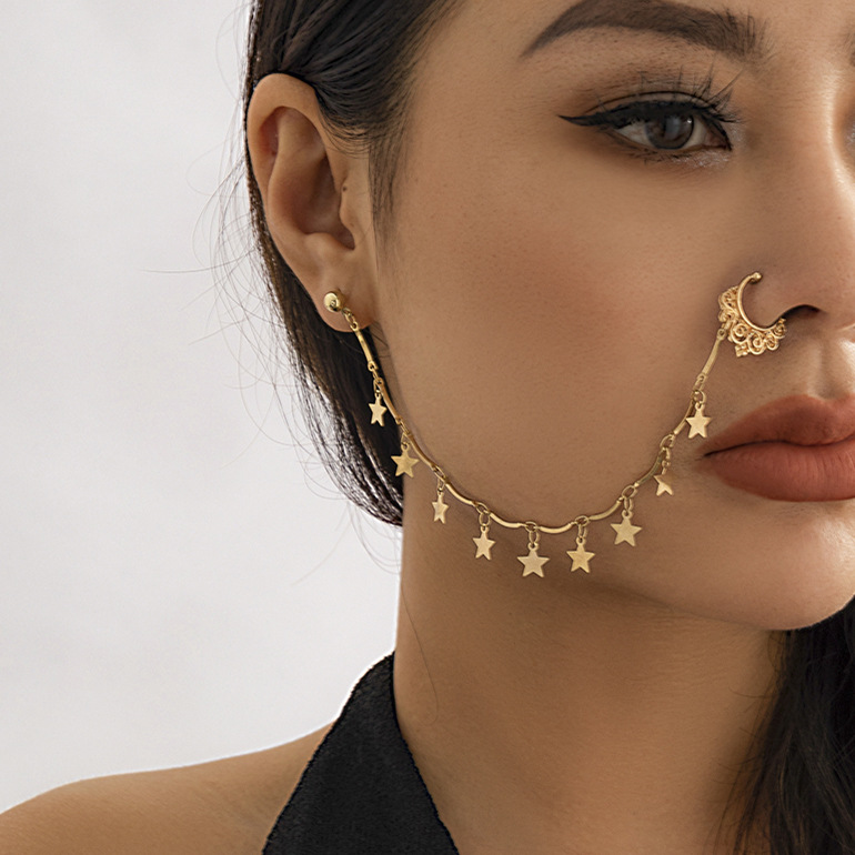 European and American jewelry, ethnic style, Su style, no punching nose studs, nose accessories, sweet and cool earrings, puncture nose rings_voghion.com