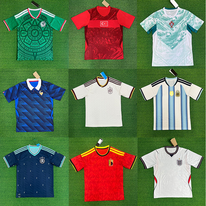 French Football Training Uniform Short-Sleeved Set, Spanish Team Uniform, German Football Uniform, England Jersey