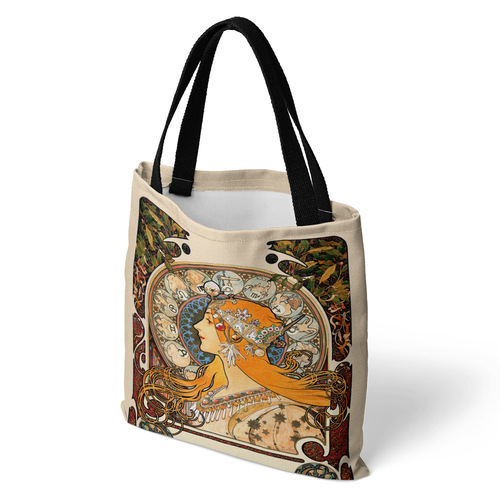 Amazon Cross-border Supply Source Muxia Zodiac Poster Digital Printing Eco-friendly Bag Retro Canvas Bag