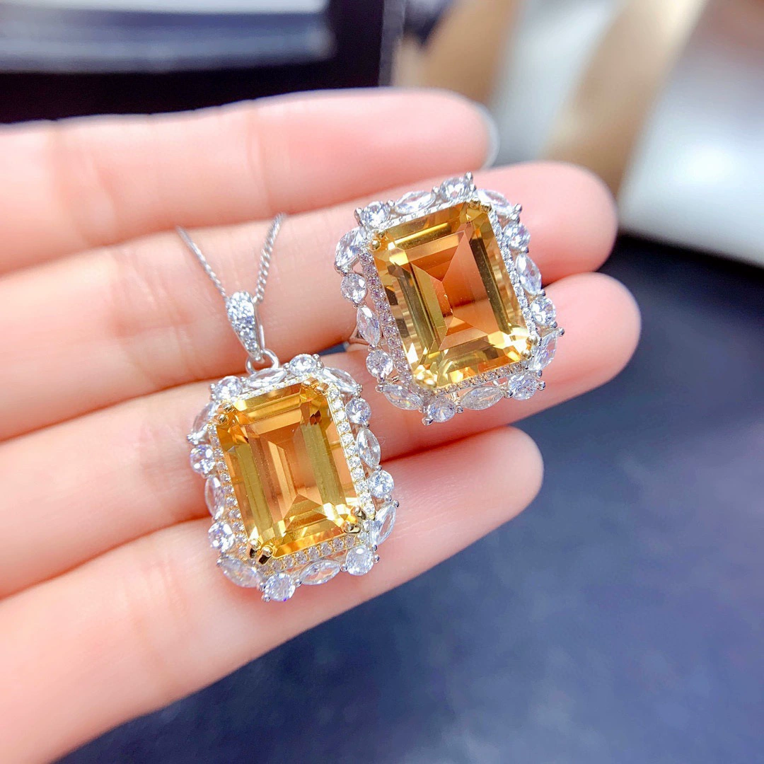 Органический набор, подвеска, gemstone для кольца, ожерелье, стиль лёгкая роскошь, для удачи