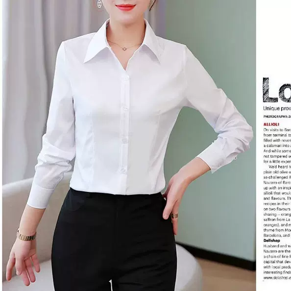 女士长袖白衬衫秋装韩版职业装正装工作服大码防走光气质打底衬衣